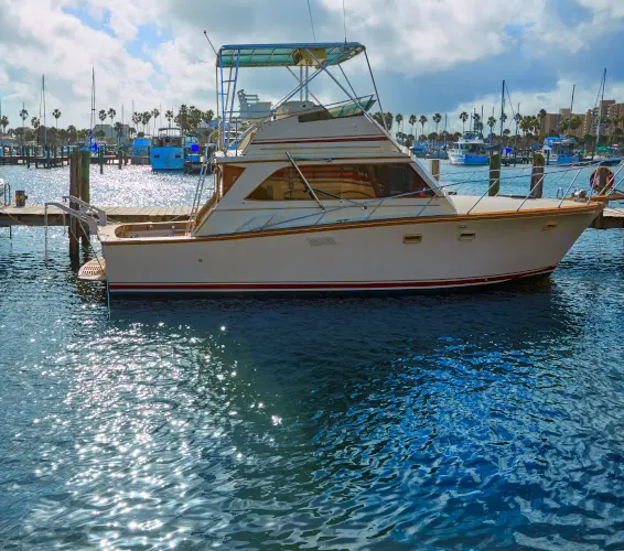 Marine Boat parked at Halifax river, Daytona Beach, Florida